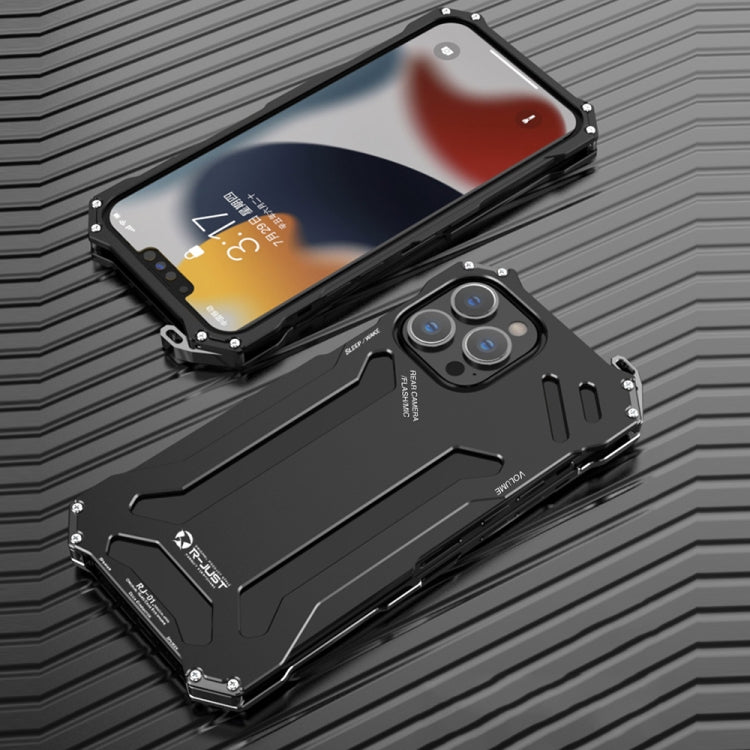 For iPhone 13 Pro R-JUST Shockproof Armor Metal Protective Case (Black) - iPhone 13 Pro Cases by R-JUST | Online Shopping South Africa | PMC Jewellery | Buy Now Pay Later Mobicred