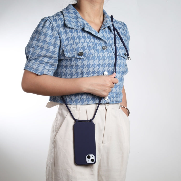 For iPhone 13 Pro Candy Colors TPU Protective Case with Lanyard (Dark Blue) - free shipping - PMC TechLife - Order now!
