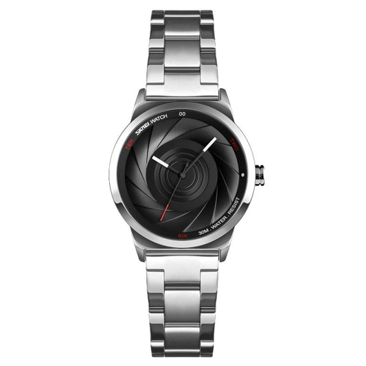 SKMEI 9210 Ladies Business Watch Simple 3D Dial Quartz Watch(Silver Black) - Couple Watches by SKMEI | Online Shopping South Africa | PMC Jewellery | Buy Now Pay Later Mobicred