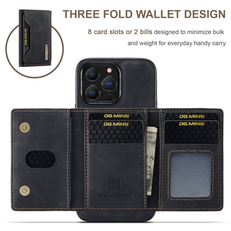 For iPhone 13 Pro DG.MING M2 Series 3-Fold Card Bag Shockproof Case with Wallet & Holder Function (Black) - iPhone 13 Pro Cases by DG.MING | Online Shopping South Africa | PMC TechLife | Buy Now Pay Later Mobicred