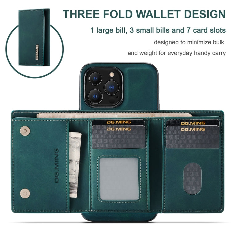 For iPhone 13 Pro Max DG.MING M1 Series 3-Fold Multi Card Wallet Shockproof Case with Holder Function (Green) - iPhone 13 Pro Max Cases by DG.MING | Online Shopping South Africa | PMC TechLife | Buy Now Pay Later Mobicred