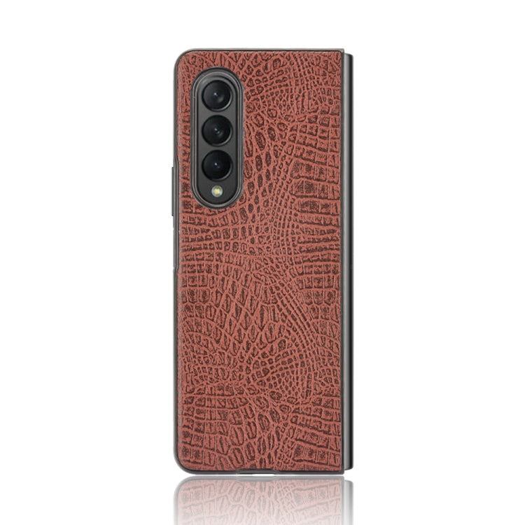 For Samsung Galaxy Z Fold3 5G Shockproof Crocodile Texture PC + PU Case(Brown) - free shipping - PMC TechLife - Order now!