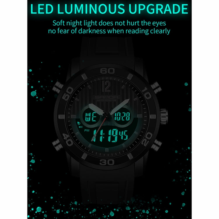 SANDA 3106 Dual Digital Display Men Outdoor Sports Luminous Shockproof Electronic Watch(Black Silver) - Metal Strap Watches by SANDA | Online Shopping South Africa | PMC Jewellery | Buy Now Pay Later Mobicred