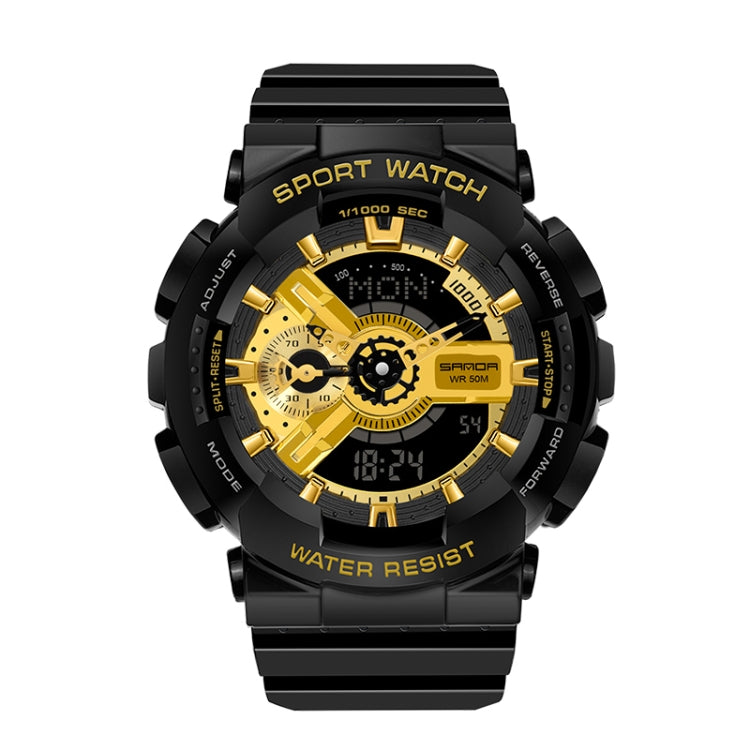 SANDA World Time Luminous Calendar Multifunctional Men Sports Quartz Watch(3110 Black Gold) - Sport Watches by SANDA | Online Shopping South Africa | PMC Jewellery | Buy Now Pay Later Mobicred