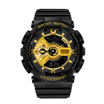 SANDA World Time Luminous Calendar Multifunctional Men Sports Quartz Watch(3110 Black Gold) - Sport Watches by SANDA | Online Shopping South Africa | PMC Jewellery | Buy Now Pay Later Mobicred