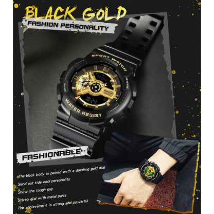 SANDA World Time Luminous Calendar Multifunctional Men Sports Quartz Watch(3110 Black Gold) - Sport Watches by SANDA | Online Shopping South Africa | PMC Jewellery | Buy Now Pay Later Mobicred