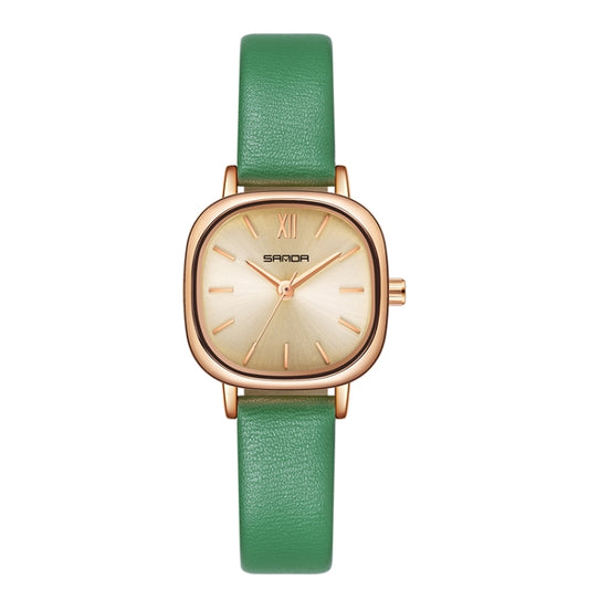 SANDA P1098 Simple Bar Scale Oval Dial Quartz Watch for Women(Belt Green) - Metal Strap Watches by SANDA | Online Shopping South Africa | PMC Jewellery | Buy Now Pay Later Mobicred