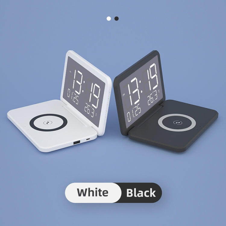 SY-118 15W Foldable Mirror Surface Perpetual Desk Calendar Clock Wireless Charger with Alarm Clock & Three-level Brightness Adjustable Function(White) - Wireless Charger by PMC TechLife | Online Shopping South Africa | PMC TechLife