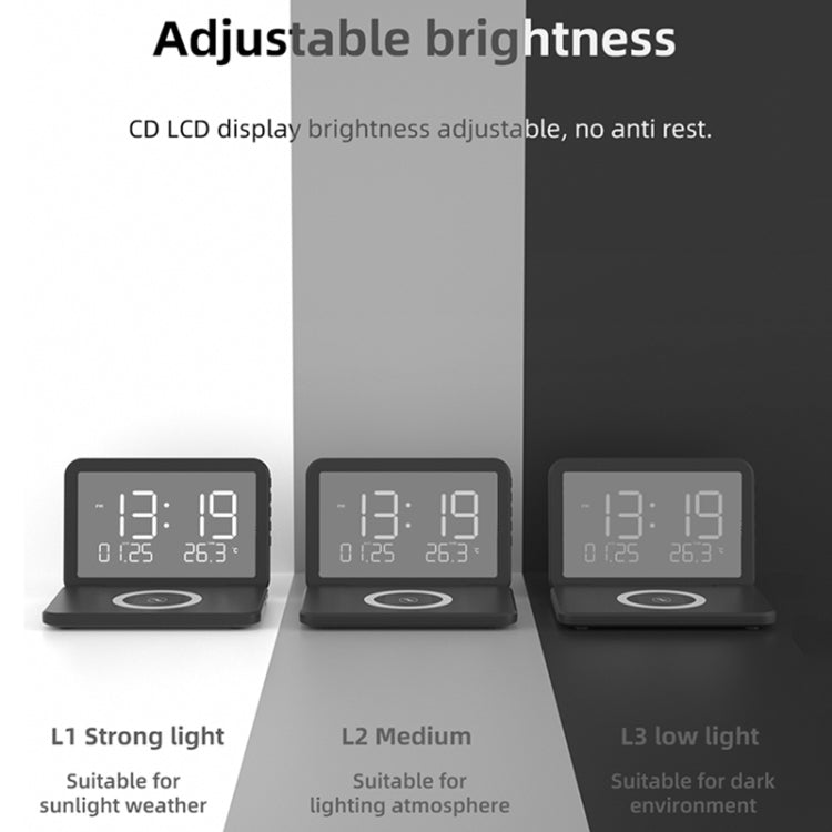 SY-118 15W Foldable Mirror Surface Perpetual Desk Calendar Clock Wireless Charger with Alarm Clock & Three-level Brightness Adjustable Function(White) - Wireless Charger by PMC TechLife | Online Shopping South Africa | PMC TechLife