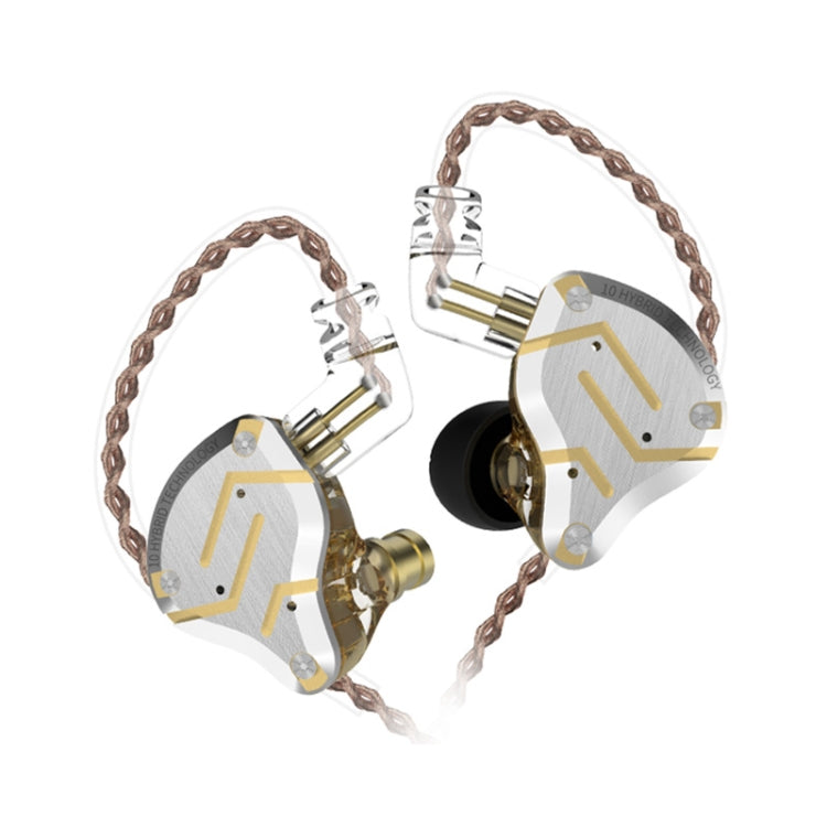 KZ ZS10 Pro 10-unit Ring Iron Gaming In-ear Wired Earphone, Standard Version(Glare Gold) - In Ear Wired Earphone by KZ | Online Shopping South Africa | PMC Jewellery | Buy Now Pay Later Mobicred