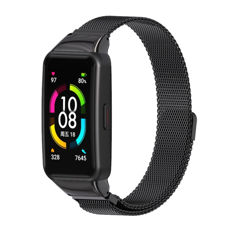 For Huawei Band 6 / Honor Band 6 / 7 MIJOBS Milan Stainless Steel Magnetic Watch Band(Black) - Watch Bands by MIJOBS | Online Shopping South Africa | PMC Jewellery | Buy Now Pay Later Mobicred