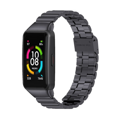 For Huawei Band 6 / Honor Band 6 / 7 MIJOBS Bamboo Joint Stainless Steel Metal Buckle Watch Band(Black) - Watch Bands by MIJOBS | Online Shopping South Africa | PMC Jewellery | Buy Now Pay Later Mobicred