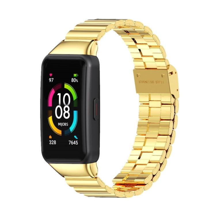 For Huawei Band 6 / Honor Band 6 / 7 MIJOBS Bamboo Joint Stainless Steel Metal Buckle Watch Band(Gold) - Watch Bands by MIJOBS | Online Shopping South Africa | PMC Jewellery | Buy Now Pay Later Mobicred