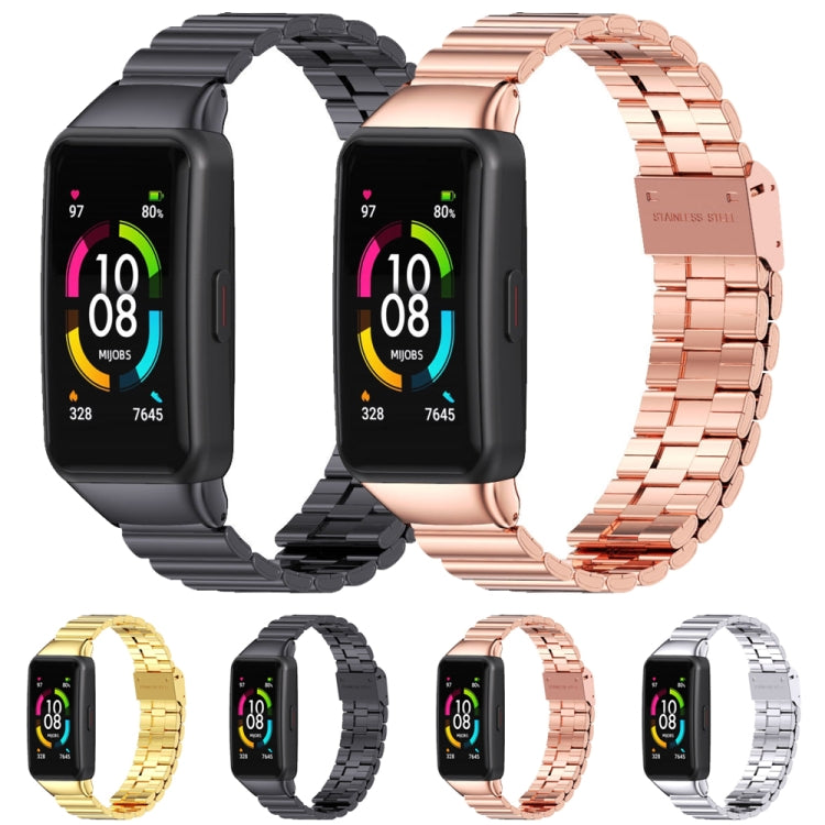 For Huawei Band 6 / Honor Band 6 / 7 MIJOBS Bamboo Joint Stainless Steel Metal Buckle Watch Band(Rose Gold) - Watch Bands by MIJOBS | Online Shopping South Africa | PMC Jewellery | Buy Now Pay Later Mobicred