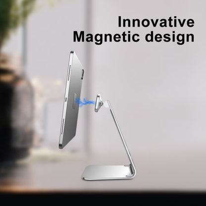 R-JUST PB01 L-shaped Magnetic Rotatable Aluminum Alloy Mobile Phones Tablets Holder(Silver) - Desktop Holder by R-JUST | Online Shopping South Africa | PMC Jewellery | Buy Now Pay Later Mobicred