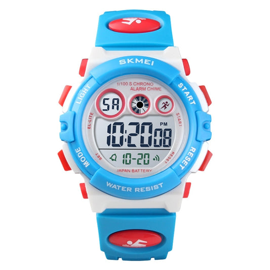 SKMEI 1451 LED Digital Stopwatch Chronograph Luminous Children Sports Electronic Watch(White Shell Blue Circle) - LED Digital Watches by SKMEI | Online Shopping South Africa | PMC Jewellery | Buy Now Pay Later Mobicred