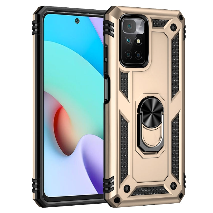 For Xiaomi Redmi 10 Shockproof TPU + PC Phone Case with 360 Degree Rotating Holder(Gold) - Xiaomi Cases by PMC Jewellery | Online Shopping South Africa | PMC Jewellery