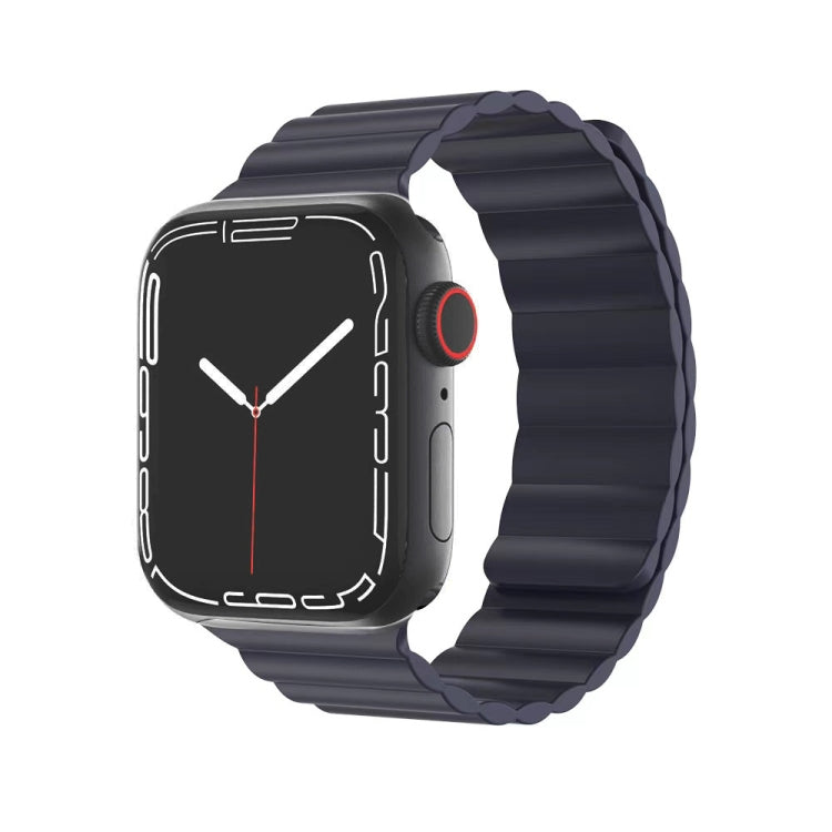 Mutural Liquid Silicone Magnetic Strap Watch Band For Apple Watch Ultra 49mm&Watch Ultra 2 49mm / Series 9&8&7 45mm / SE 3&SE 2&6&SE&5&4 44mm / 3&2&1 42mm(Midlight) - Watch Bands by Mutural | Online Shopping South Africa | PMC Jewellery | Buy Now Pay Later Mobicred