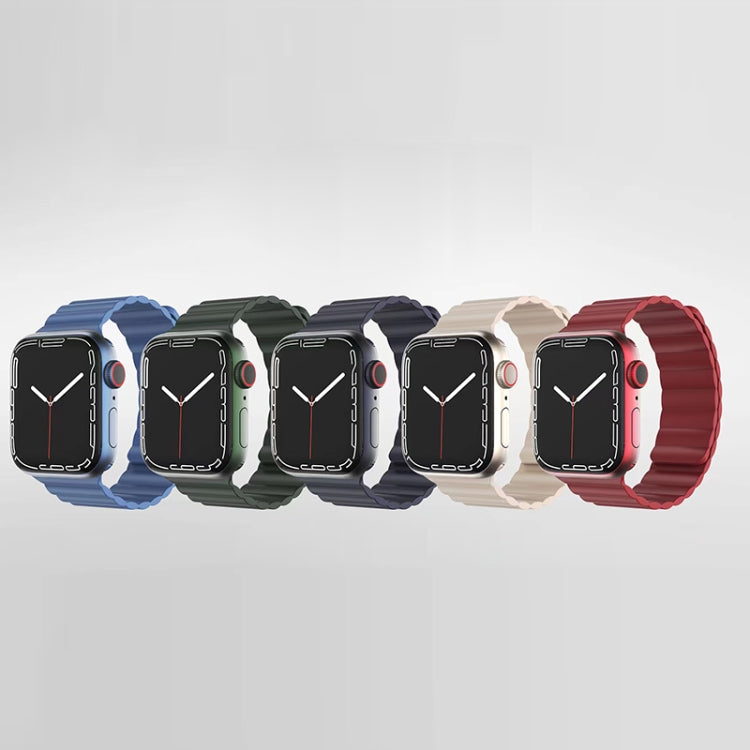 Mutural Liquid Silicone Magnetic Strap Watch Band For Apple Watch Ultra 49mm&Watch Ultra 2 49mm / Series 9&8&7 45mm / SE 3&SE 2&6&SE&5&4 44mm / 3&2&1 42mm(Midlight) - Watch Bands by Mutural | Online Shopping South Africa | PMC Jewellery | Buy Now Pay Later Mobicred