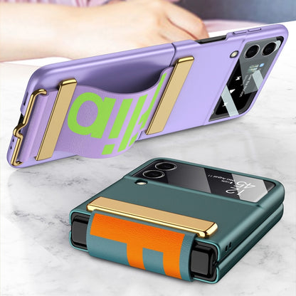 For Samsung Galaxy Z Flip3 5G GKK Ultra-thin Full Coverage Phone Flip Case with Wristband(Purple) - Galaxy Phone Cases by GKK | Online Shopping South Africa | PMC Jewellery | Buy Now Pay Later Mobicred