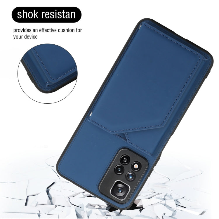 For Xiaomi Redmi Note 11 Pro Skin Feel PU + TPU + PC Phone Case with Card Slots(Blue) - Redmi Note 11 Pro Case by PMC Jewellery | Online Shopping South Africa | PMC Jewellery