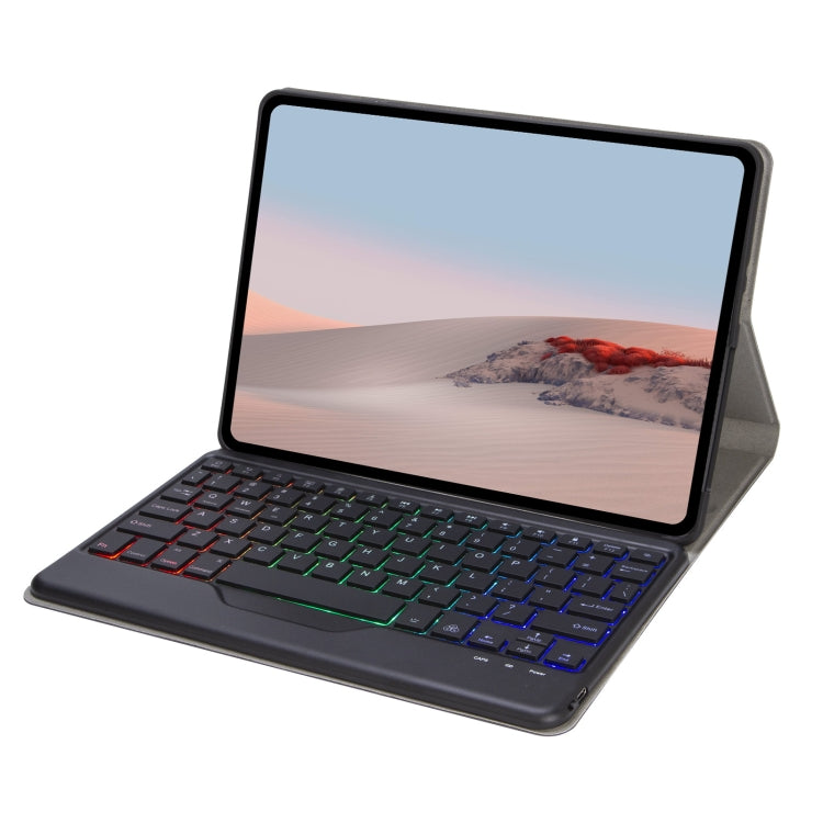 For Microsoft Surface Go 3 / 2 / 1 SFGOS Tri-color Backlit Tree Texture Bluetooth Keyboard Leather Case(Black + Black) - Others Keyboard by PMC TechLife | Online Shopping South Africa | PMC TechLife