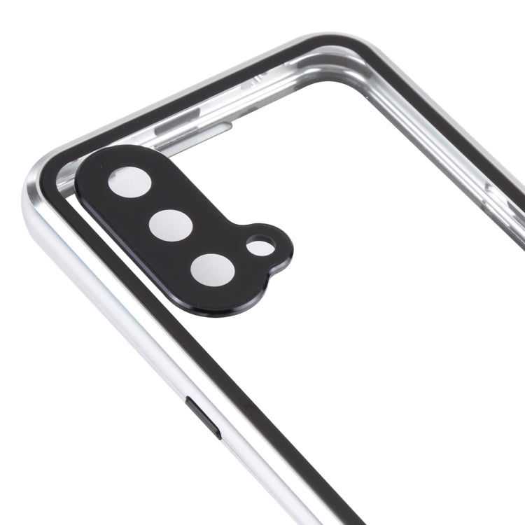 For OnePlus Nord CE 5G Full Cover Magnetic Metal Tempered Glass Phone Case(Silver) - OnePlus Cases by PMC Jewellery | Online Shopping South Africa | PMC Jewellery