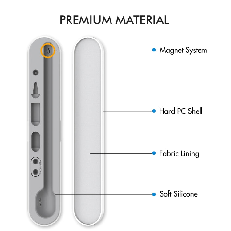 Stoyobe PC + Silicone Stylus Pen Magnetic Absorption Storage Box For Apple Pencil 1 / 2(White) - Pencil Accessories by PMC Jewellery | Online Shopping South Africa | PMC Jewellery