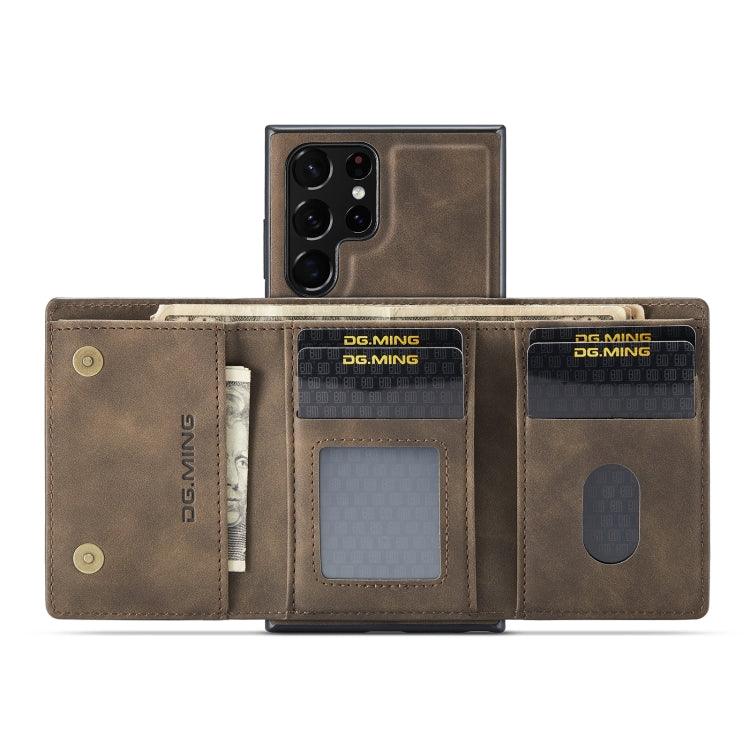For Samsung Galaxy S22 Ultra 5G DG.MING M1 Series 3-Fold Multi Card Wallet Phone Case(Coffee) - Galaxy S22 Ultra 5G Cases by DG.MING | Online Shopping South Africa | PMC TechLife | Buy Now Pay Later Mobicred