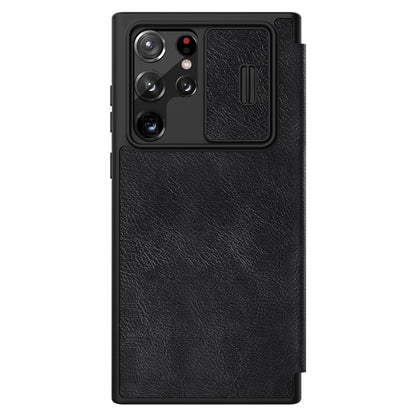 For Samsung Galaxy S22 Ultra 5G NILLKIN QIN Series Pro Sliding Camera Cover Design Leather Phone Case(Black) - Galaxy S22 Ultra 5G Cases by NILLKIN | Online Shopping South Africa | PMC Jewellery | Buy Now Pay Later Mobicred