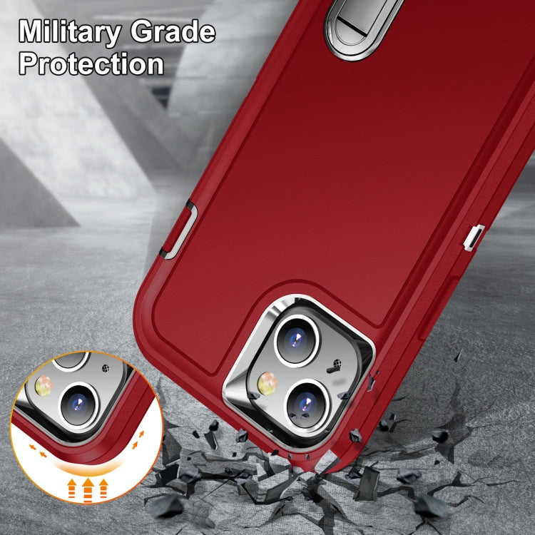 For iPhone 13 3 in 1 Rugged Holder Phone Case(Red + Black) - iPhone 13 Cases by PMC TechLife | Online Shopping South Africa | PMC TechLife