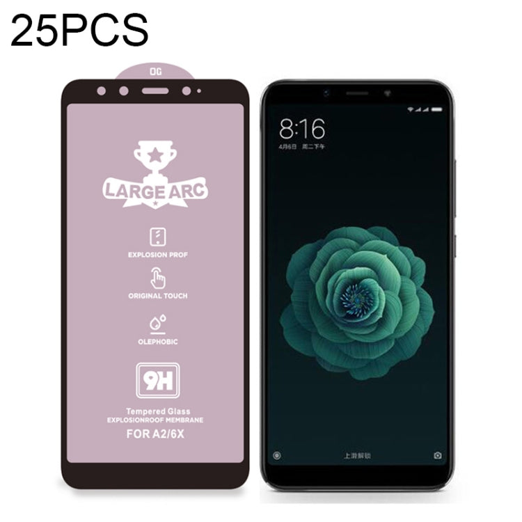 25 PCS 9H HD Large Arc High Alumina Full Screen Tempered Glass Film for Xiaomi Mi 6X -  by PMC Jewellery | Online Shopping South Africa | PMC Jewellery