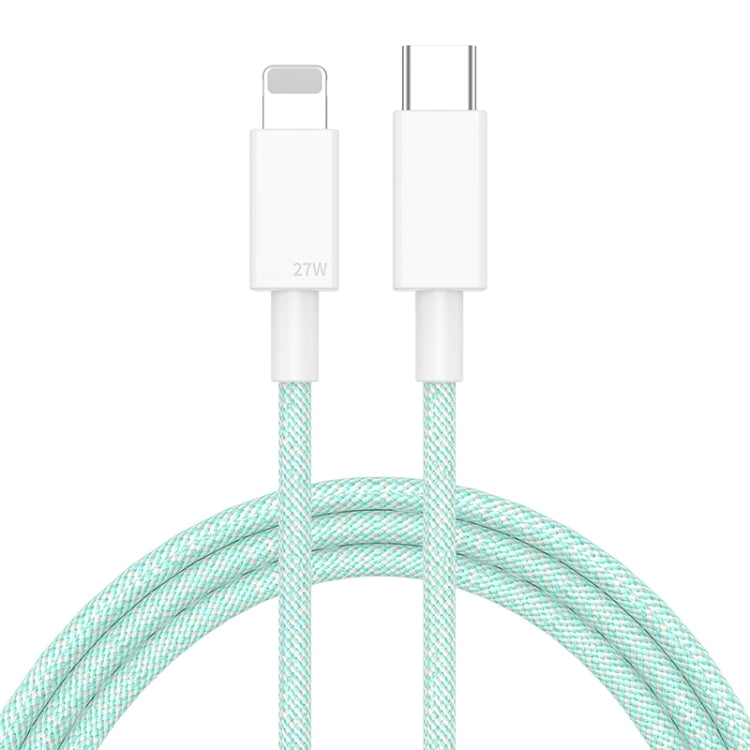 27W PD USB-C / Type-C to 8 Pin Fast Charging Braided Data Cable, Cable Length: 1m(Green) - 2 in 1 Cable by PMC Jewellery | Online Shopping South Africa | PMC Jewellery