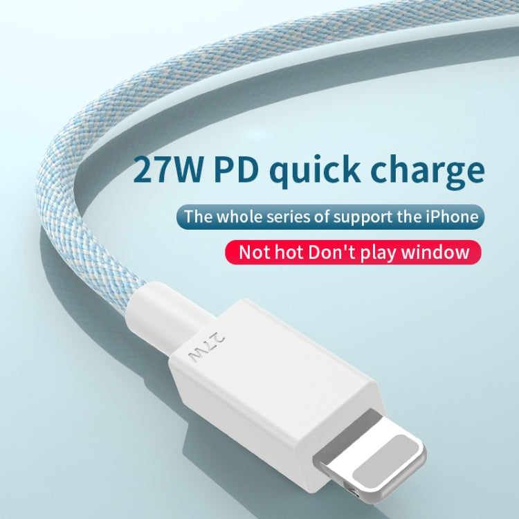 27W PD USB-C / Type-C to 8 Pin Fast Charging Braided Data Cable, Cable Length: 1m(Pink) - 2 in 1 Cable by PMC TechLife | Online Shopping South Africa | PMC TechLife