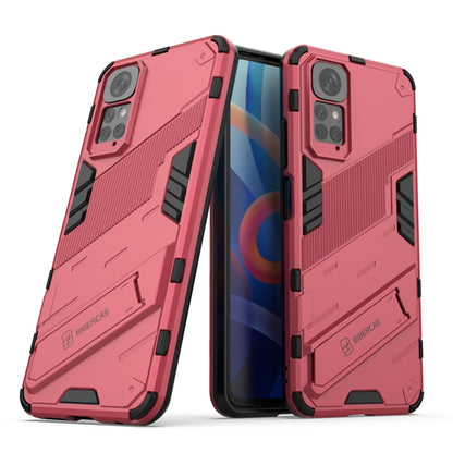 For Xiaomi Redmi Note 11 / Note 11S Global Punk Armor 2 in 1 PC + TPU Shockproof Phone Case with Invisible Holder(Light Red) - Xiaomi Cases by PMC Jewellery | Online Shopping South Africa | PMC Jewellery