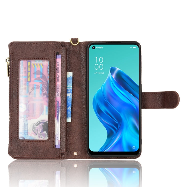 For OPPO Reno5 A Litchi Texture Zipper Leather Phone Case(Brown) - OPPO Cases by PMC TechLife | Online Shopping South Africa | PMC TechLife | Buy Now Pay Later Mobicred