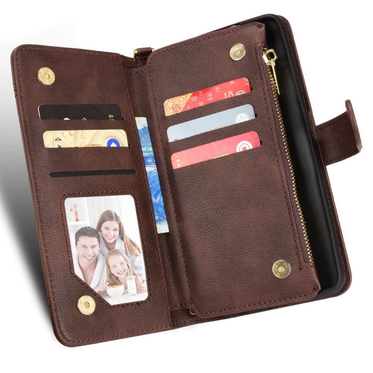 For OPPO Reno5 A Litchi Texture Zipper Leather Phone Case(Brown) - OPPO Cases by PMC TechLife | Online Shopping South Africa | PMC TechLife | Buy Now Pay Later Mobicred