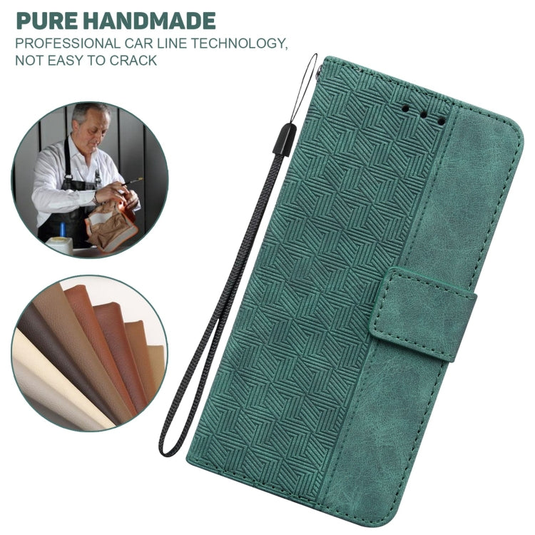 For OnePlus 10 Pro 5G Geometric Embossed Leather Phone Case(Green) - OnePlus Cases by PMC TechLife | Online Shopping South Africa | PMC TechLife | Buy Now Pay Later Mobicred