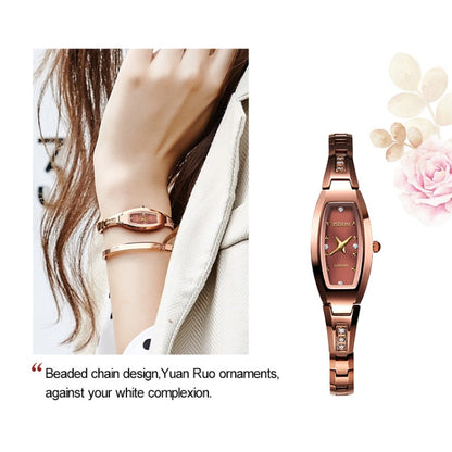 JIN SHI DUN 6530 Women Fashion Dual Calendar Luminous Quartz Watch(Rose Gold) - Metal Strap Watches by JIN SHI DUN | Online Shopping South Africa | PMC Jewellery | Buy Now Pay Later Mobicred