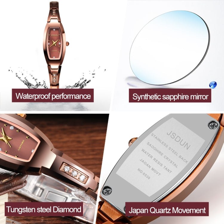 JIN SHI DUN 6530 Women Fashion Dual Calendar Luminous Quartz Watch(Rose Gold) - Metal Strap Watches by JIN SHI DUN | Online Shopping South Africa | PMC Jewellery | Buy Now Pay Later Mobicred