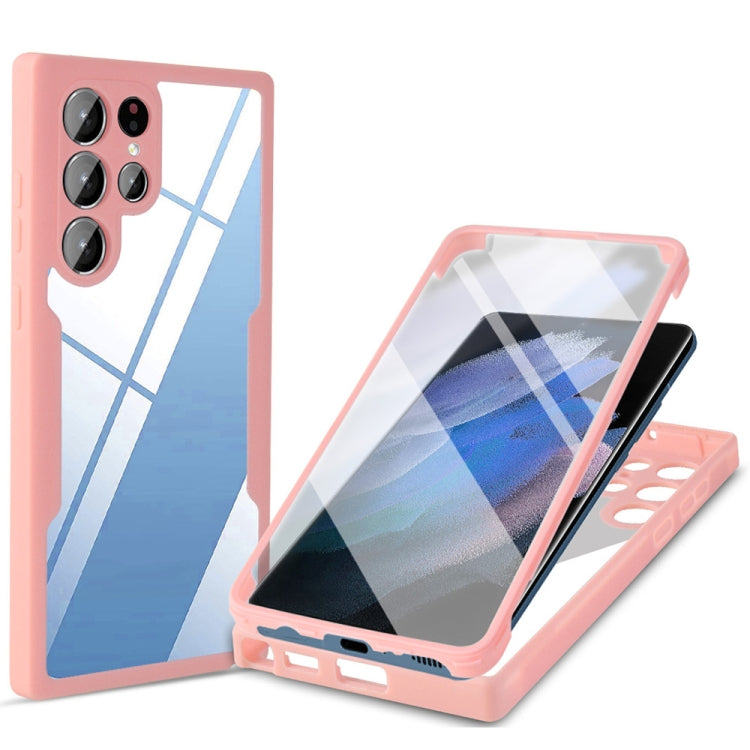 For Samsung Galaxy S22 Ultra 5G Acrylic + TPU 360 Degrees Full Coverage Shockproof Phone Case(Pink) - Galaxy S22 Ultra 5G Cases by PMC TechLife | Online Shopping South Africa | PMC TechLife | Buy Now Pay Later Mobicred