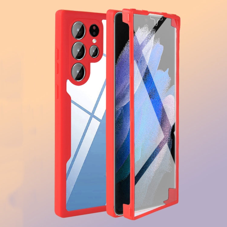 For Samsung Galaxy S22 Ultra 5G Acrylic + TPU 360 Degrees Full Coverage Shockproof Phone Case(Pink) - Galaxy S22 Ultra 5G Cases by PMC TechLife | Online Shopping South Africa | PMC TechLife | Buy Now Pay Later Mobicred