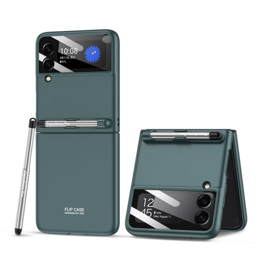 For Samsung Galaxy Z Flip3 5G GKK Integrated Ultra-thin Full Coverage Phone Flip Case with Pen(Forest Green) - Galaxy Phone Cases by GKK | Online Shopping South Africa | PMC Jewellery