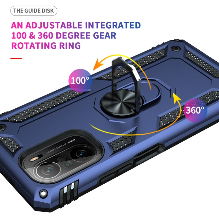 For Xiaomi Poco F3 Shockproof TPU + PC Phone Case with 360 Degree Rotating Holder(Blue) - Xiaomi Cases by PMC TechLife | Online Shopping South Africa | PMC TechLife | Buy Now Pay Later Mobicred