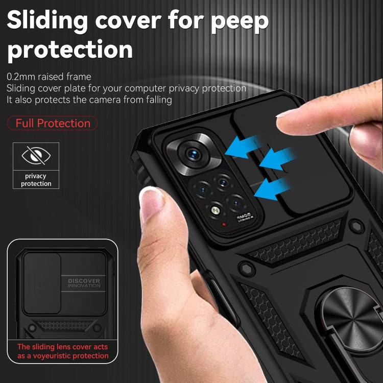 For Xiaomi Redmi Note 11 Global Sliding Camshield Holder Phone Case(Black) - free shipping - PMC TechLife - Order now!