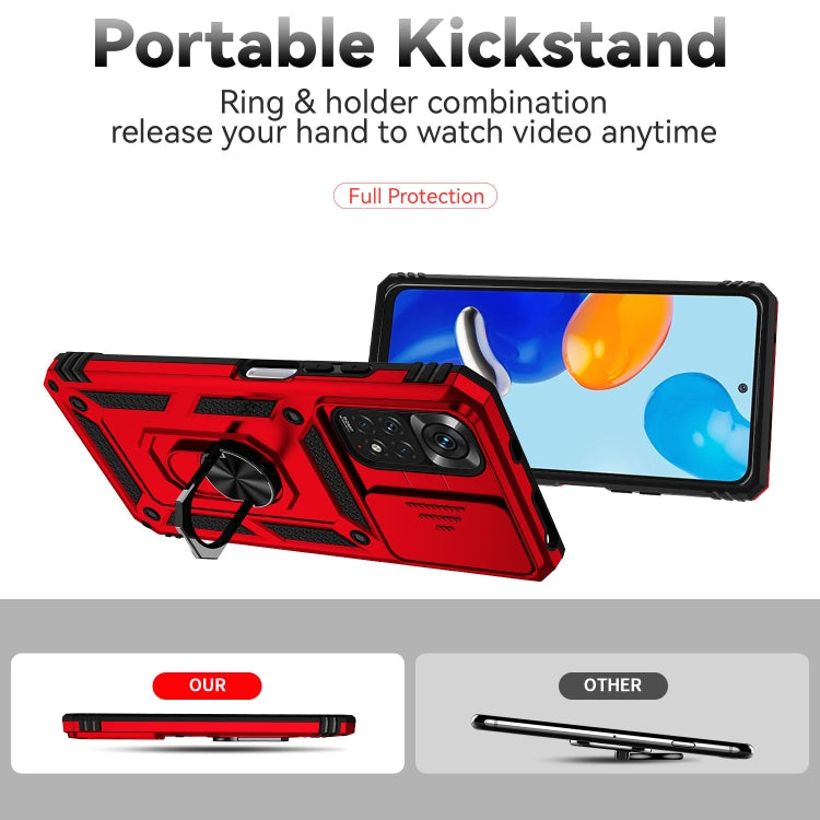 For Xiaomi Redmi Note 11 Global Sliding Camshield Holder Phone Case(Red) - free shipping - PMC TechLife - Order now!