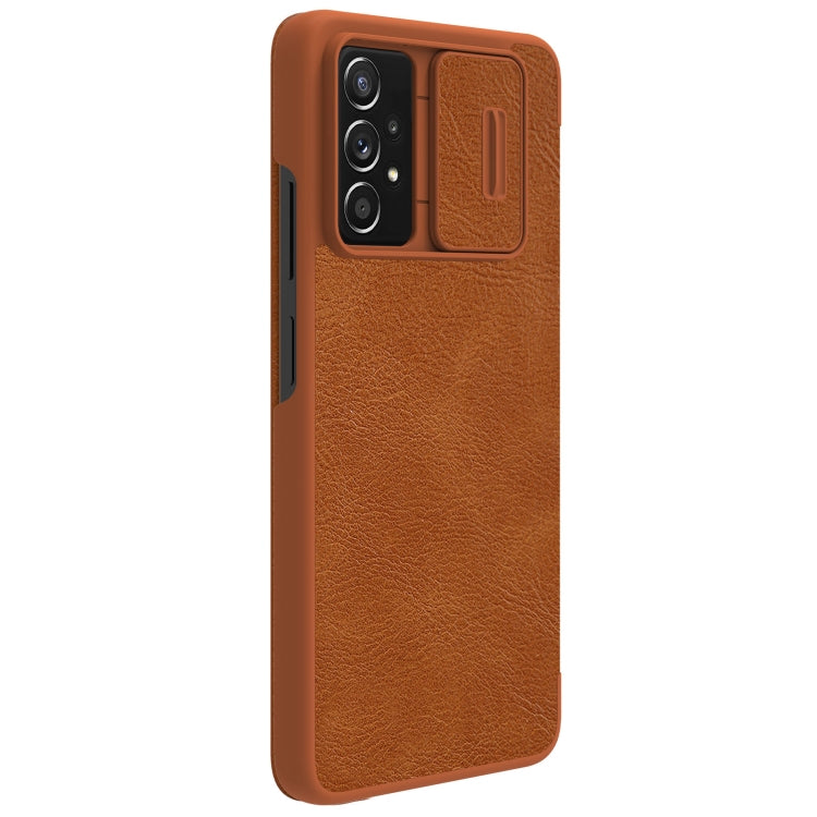 For Samsung Galaxy A73 5G NILLKIN QIN Series Pro Sliding Camera Cover Design Leather Phone Case(Brown) - Galaxy Phone Cases by NILLKIN | Online Shopping South Africa | PMC Jewellery