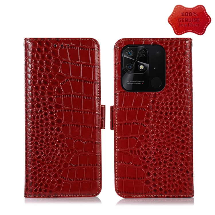 For Xiaomi Redmi 10C / 10 India Crocodile Top Layer Cowhide Leather Phone Case(Red) - Xiaomi Cases by PMC Jewellery | Online Shopping South Africa | PMC Jewellery