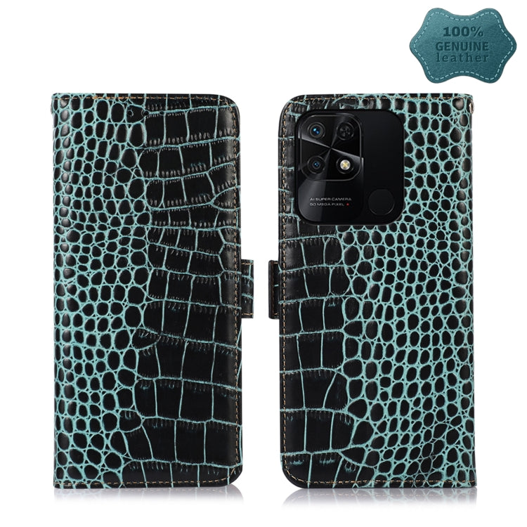 For Xiaomi Redmi 10C / 10 India Crocodile Top Layer Cowhide Leather Phone Case(Green) - Xiaomi Cases by PMC Jewellery | Online Shopping South Africa | PMC Jewellery