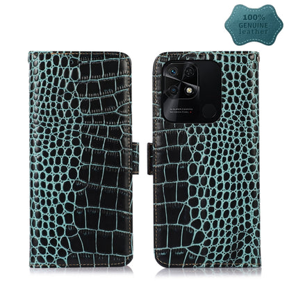 For Xiaomi Redmi 10C / 10 India Crocodile Top Layer Cowhide Leather Phone Case(Green) - Xiaomi Cases by PMC Jewellery | Online Shopping South Africa | PMC Jewellery